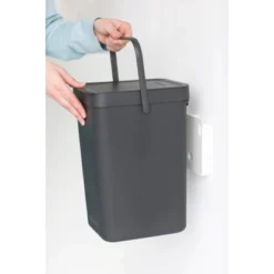 Brabantia Abfallbehälter Sort & Go 12 L Grau Mit Wandhalterung -Wenko Astra Geschaft 109805 brabantia sortgo 5