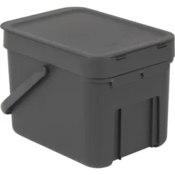 Brabantia Abfallbehälter Sort & Go 6 L Grey Mit Wandhalterung -Wenko Astra Geschaft 13 4162 109720 SortGo 6L 3