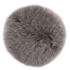 Sitzkissen Schaffell Ø 34 Cm Taupe Rund