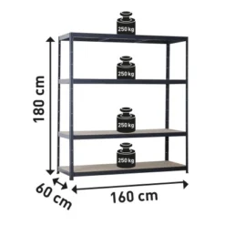 Metall-Schwerlastregal SL 160/250 Lackiert 180 Cm X 160 Cm X 60 Cm -Wenko Astra Geschaft 399153 VM 01