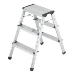 Hailo Alu-Sicherheits-Doppelstufenleiter 2 X 3 Stufen