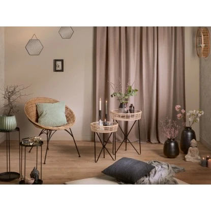 Beistelltisch Minimalist Zen Rund 49 Cm X Ø 37 Cm Natur-Schwarz 2 Beistelltisch Minimalist Zen Rund 49 Cm X Ø 37 Cm Natur-Schwarz – Bild 2