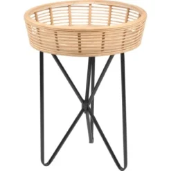 Beistelltisch Minimalist Zen Rund 49 Cm X Ø 37 Cm Natur-Schwarz