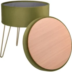 Sitzhocker Safari Lodge MDF 45 Cm X Ø 36 Cm Grün -Wenko Astra Geschaft 4007871391189 S03 201120