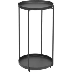 Beistelltisch Minimalist Zen Rund 46 Cm X 27 Cm X 27 Cm Schwarz