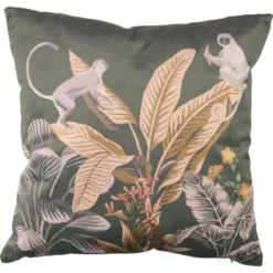 Kissen Safari Lodge Grün-gemustert 45 Cm X 45 Cm