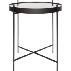 Beistelltisch Mit Glasplatte Dark Wonder Ø 43 Cm H: 45 Cm Schwarz