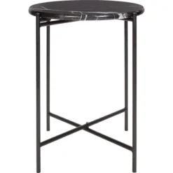Beistelltisch Mit Marmorplatte Midnight Mystery Ø 43 Cm H: 50 Cm Schwarz