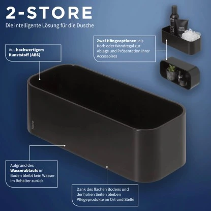 Tiger 2-Store Duschkorb / Wandablage 25 Cm Schwarz 4 Tiger 2-Store Duschkorb / Wandablage 25 Cm Schwarz – Bild 4