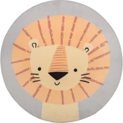 Kinder-Teppich Safari Adventure Löwenprint Ø 100 Cm