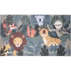 Kinder-Teppich Safari Adventure Bunter Tierprint 80 Cm X 140 Cm