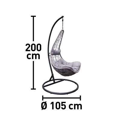 Hängesessel Schwarz-Ecru Rattan 2 Hängesessel Schwarz-Ecru Rattan – Bild 2