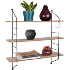 Mirrors & More Metall-Wandregal Ella Mit Holz 60 Cm X 62 Cm X 14,5 Cm -Wenko Astra Geschaft 4251820300504 11006800 05