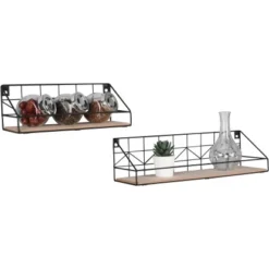 Mirrors & More Metall-Wandregal-Set Yvonne Mit Holz -Wenko Astra Geschaft 4251820303864 11006800 06