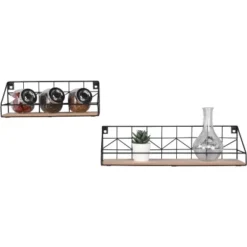 Mirrors & More Metall-Wandregal-Set Yvonne Mit Holz -Wenko Astra Geschaft 4251820303864 11006800 07