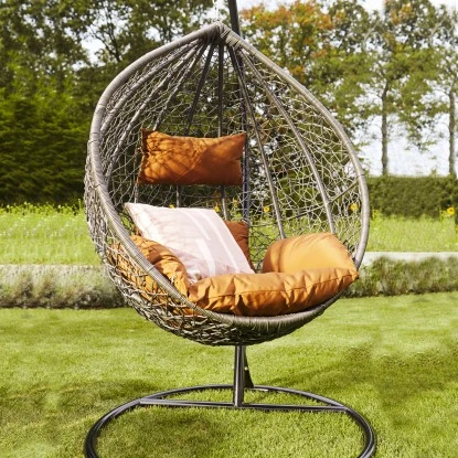 Home Deluxe Hängesessel Cielo Polyrattan Grau 6 Home Deluxe Hängesessel Cielo Polyrattan Grau – Bild 6