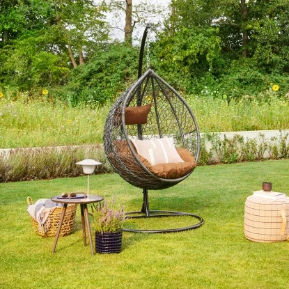 Home Deluxe Hängesessel Cielo Polyrattan Grau 2 Home Deluxe Hängesessel Cielo Polyrattan Grau – Bild 2