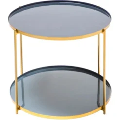 Kayoom Beistelltisch Tessa Blau-Gold 48 Cm X 57 Cm