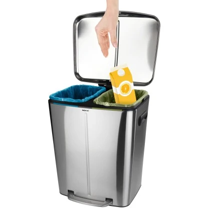 Wenko Tret-Mülleimer Primo Inkl. Mülltrennung 2 X 20 L Edelstahl 3 Wenko Tret-Mülleimer Primo Inkl. Mülltrennung 2 X 20 L Edelstahl – Bild 3