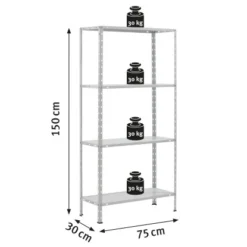 Metall-Schraubregal Pulverbeschichtet 150 Cm X 75 Cm X 30 Cm -Wenko Astra Geschaft 5748108 VM 01