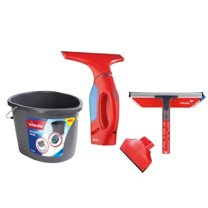 Vileda Fenstersauger Inkl. Eimer, Einwascher Und 2. Schmalen Saugaufsatz 1 Vileda Fenstersauger Inkl. Eimer, Einwascher Und 2. Schmalen Saugaufsatz