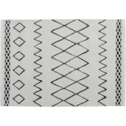 Kayoom Teppich Agadir 310 Weiß-Schwarz 120 Cm X 170 Cm