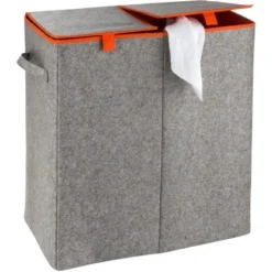 Wenko Wäschesammler & -korb Duo Filz Orange 2 Kammern 82 L 54 Cm X 52 Cm X 28 Cm -Wenko Astra Geschaft 680095 1068 2