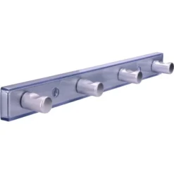 Siro Hakenleiste SM8162 Kunststoff Glaseffekt Aluminium Länge 300 Mm 4 Haken -Wenko Astra Geschaft 711602 3567 3