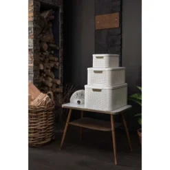 Best Freizeitmöbel Aufbewahrungsboxen Curver Style 3-er Set Creme S Mit Deckel -Wenko Astra Geschaft 757157 3271 10