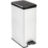 Curver Deco Slim Bin Mülleimer 40 L Mit Fußpedal Silber Metallic