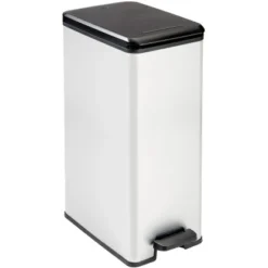Curver Deco Slim Bin Mülleimer 40 L Mit Fußpedal Silber Metallic