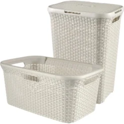 Best Freizeitmöbel Wäschekorb + Wäschebox Curver Style Creme 45 L + 60 L