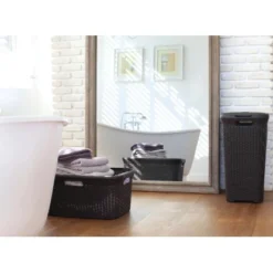Best Freizeitmöbel Wäschekorb + Wäschebox Curver Style Dunkelbraun 45 L + 60 L -Wenko Astra Geschaft 757212 3271 13