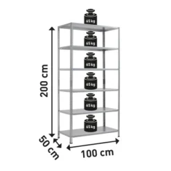 Metall-Schraubregal SR 100/65 Verzinkt 200 Cm X 100 Cm X 50 Cm -Wenko Astra Geschaft 9501974 VM 01