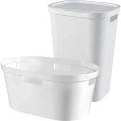 Curver Wäschebox 60 L + Wäschekorb 40 L 2-er Set Infinity Weiß