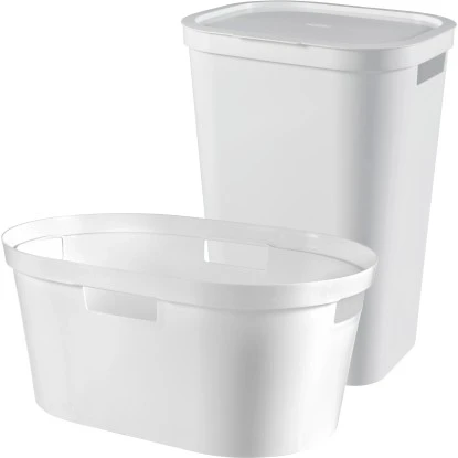Curver Wäschebox 60 L + Wäschekorb 40 L 2-er Set Infinity Weiß 1 Curver Wäschebox 60 L + Wäschekorb 40 L 2-er Set Infinity Weiß