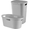 Curver Wäschebox 60 L + Wäschekorb 40 L 2-er Set Infinity Hellgrau