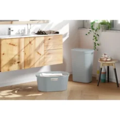 Curver Wäschebox 60 L + Wäschekorb 40 L 2-er Set Infinity Hellgrau -Wenko Astra Geschaft 950805 3271 5