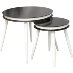 Kayoom Beistelltisch 2er-Set Suri Schwarz-Weiß 40 Cm X 50,5 Cm X 40 Cm