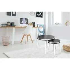 Kayoom Beistelltisch 2er-Set Suri Schwarz-Weiß 40 Cm X 50,5 Cm X 40 Cm -Wenko Astra Geschaft 95592 4842 4056216743534 4