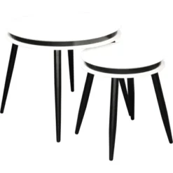 Kayoom Beistelltisch 2er-Set Suri Weiß-Schwarz 32 Cm X 90 Cm X 41 Cm