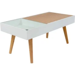Kayoom Coffee Table Valerie Weiß-Natural 45 Cm X 90 Cm X 40 Cm