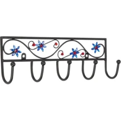 Siro Hakenleiste 2165 Metall Schwarz Matt Blüte Blau Rot Länge 260 Mm