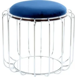 Wenko Astra Geschaft 13 Kayoom Beistelltisch-Hocker Pouf Comfortable Dunkelblau-Silber Ø 50 Cm X 45 Cm