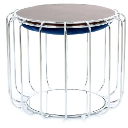 Kayoom Beistelltisch-Hocker Pouf Comfortable Dunkelblau-Silber Ø 50 Cm X 45 Cm 2 Kayoom Beistelltisch-Hocker Pouf Comfortable Dunkelblau-Silber Ø 50 Cm X 45 Cm – Bild 2