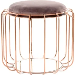 Kayoom Beistelltisch-Hocker Pouf Comfortable Dunkelviolett-Rosé Ø 50 Cm X 45 Cm