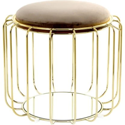 Kayoom Beistelltisch-Hocker Pouf Comfortable Graubraun-Gold Ø 50 Cm X 45 Cm 1 Kayoom Beistelltisch-Hocker Pouf Comfortable Graubraun-Gold Ø 50 Cm X 45 Cm