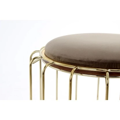 Kayoom Beistelltisch-Hocker Pouf Comfortable Graubraun-Gold Ø 50 Cm X 45 Cm 3 Kayoom Beistelltisch-Hocker Pouf Comfortable Graubraun-Gold Ø 50 Cm X 45 Cm – Bild 3