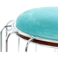 Kayoom Beistelltisch-Hocker Pouf Comfortable Mint-Silber Ø 50 Cm X 45 Cm -Wenko Astra Geschaft 98603 4842 4056216840714 3
