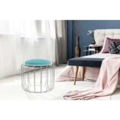 Kayoom Beistelltisch-Hocker Pouf Comfortable Mint-Silber Ø 50 Cm X 45 Cm -Wenko Astra Geschaft 98603 4842 4056216840714 7